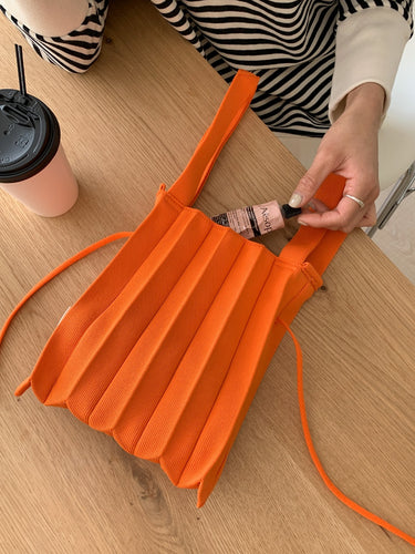 Pleats Please Issey Miyake, Bag Box Pleats Bag in Bright Orange | NOBANANAS